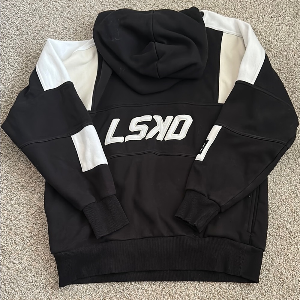 LSKD Black and White/Cream Logo Panel Hoodie